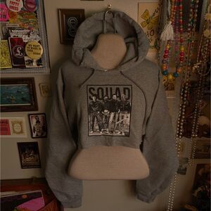 Horror Movie Graphic Cropped Hoodie Sweatshirt Unisex S Gray Halloween Slashers